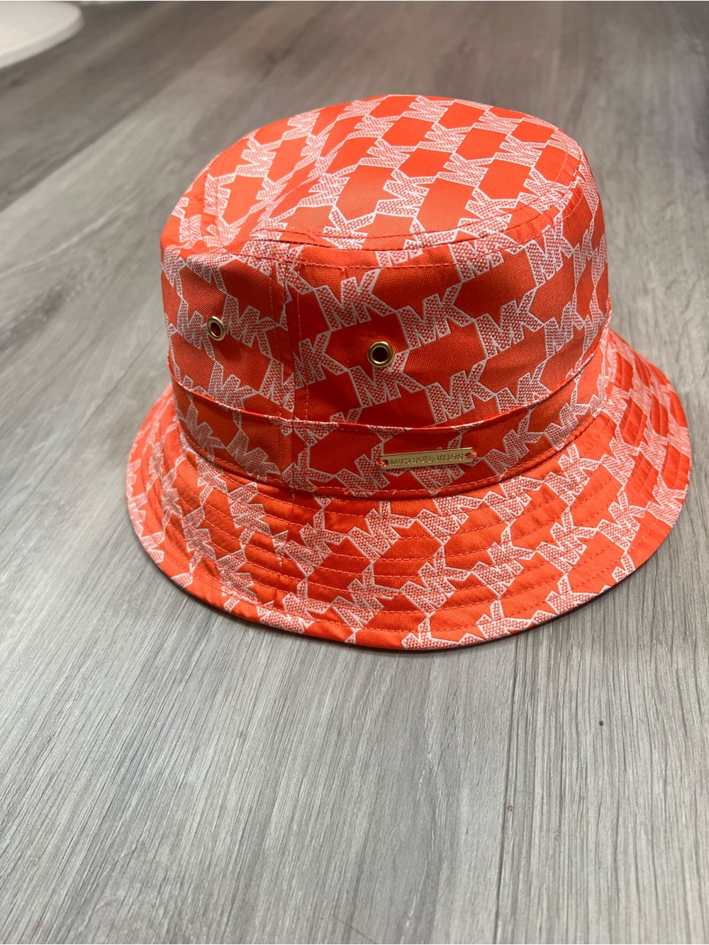 MICHAEL Michael Kors Orange and White MK Logo Bucket Hat Unisex